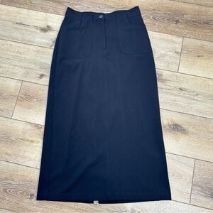 Christopher & Banks Black Maxi Skirt 
Front Back Utility Pockets Size 4 Stretch